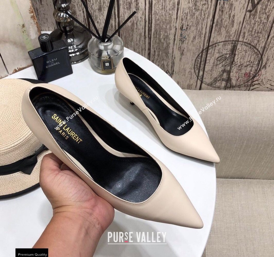 Saint Laurent Heel 5.5cm Anais Pumps Creamy (modeng-20122947)