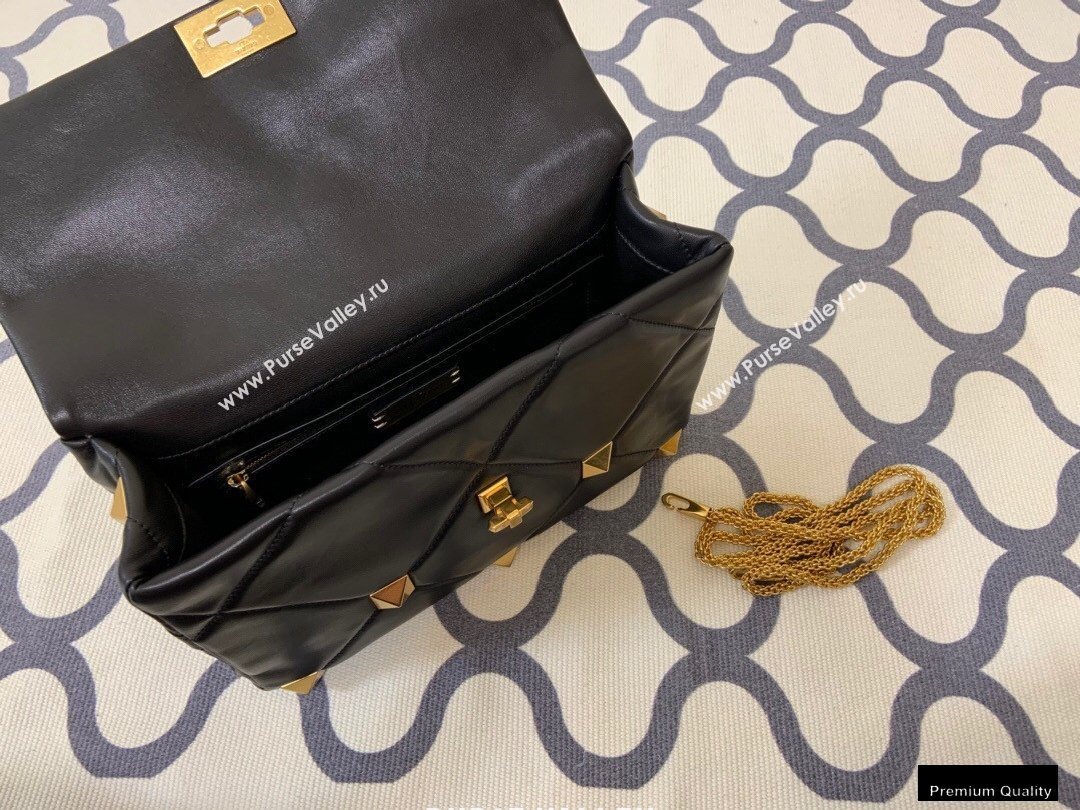 Valentino Large Roman Stud Nappa Chain Bag Black 2021 (jindong-20122801)