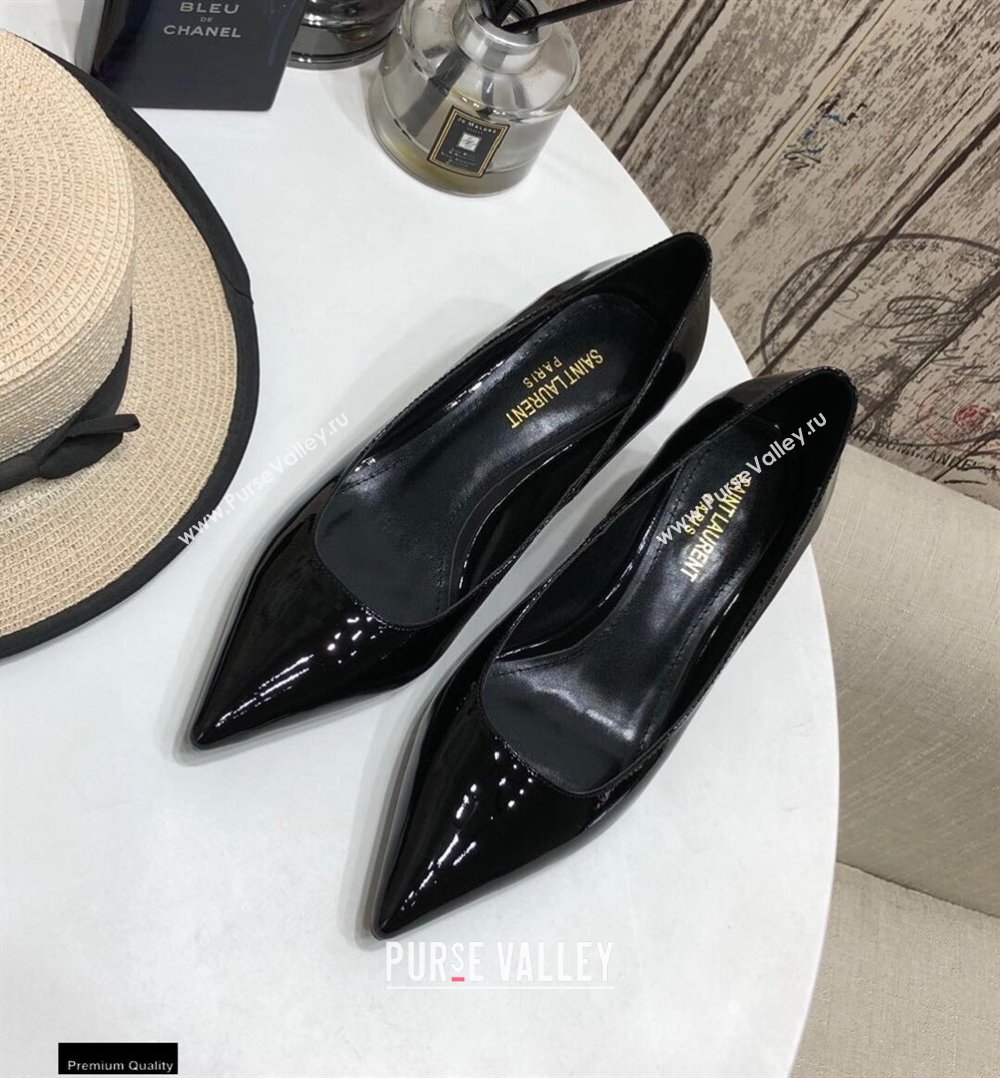 Saint Laurent Heel 5.5cm Anais Pumps Patent Black (modeng-20122946)