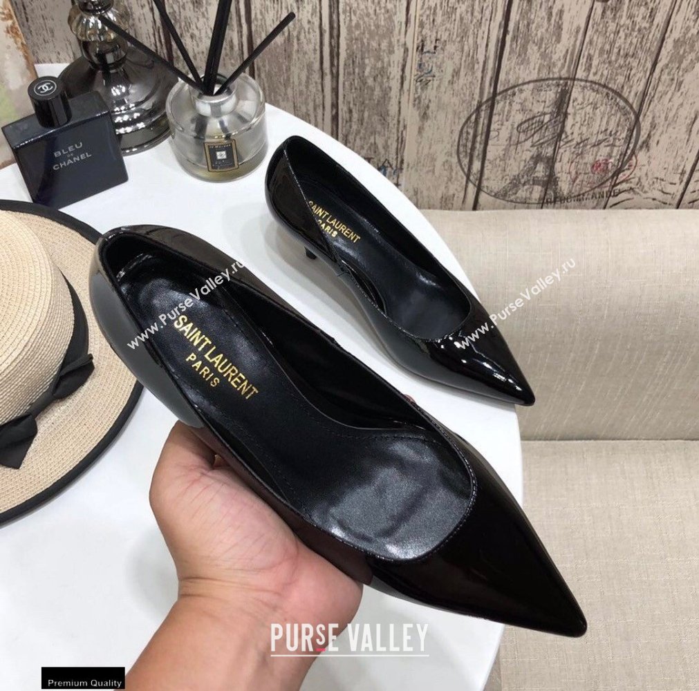 Saint Laurent Heel 5.5cm Anais Pumps Patent Black (modeng-20122946)