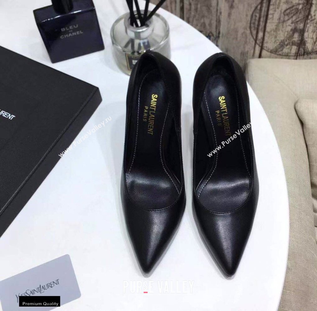 Saint Laurent Opyum Pumps Black with Black Interlocking YSL Logo Heel 11cm (modeng-20122913)