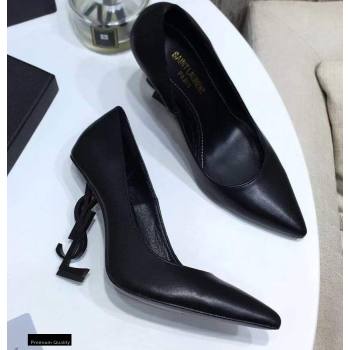 Saint Laurent Opyum Pumps Black with Black Interlocking YSL Logo Heel 11cm (modeng-20122913)