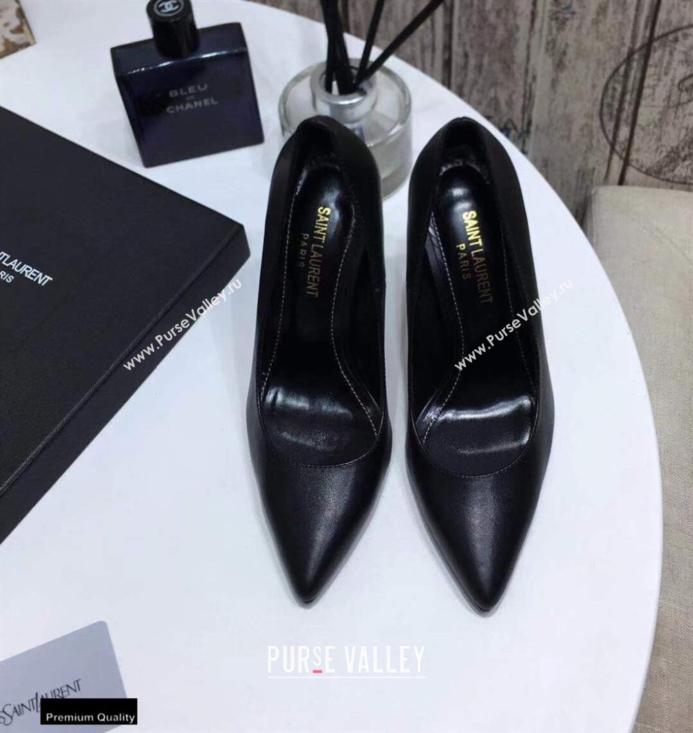 Saint Laurent Opyum Pumps Black with Gold Interlocking YSL Logo Heel 11cm (modeng-20122914)