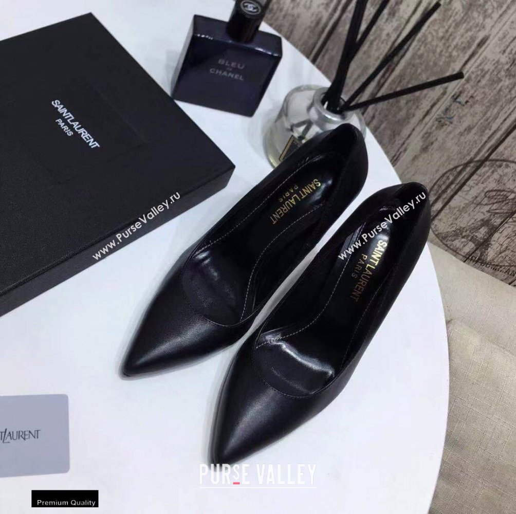 Saint Laurent Opyum Pumps Black with Gold Interlocking YSL Logo Heel 11cm (modeng-20122914)