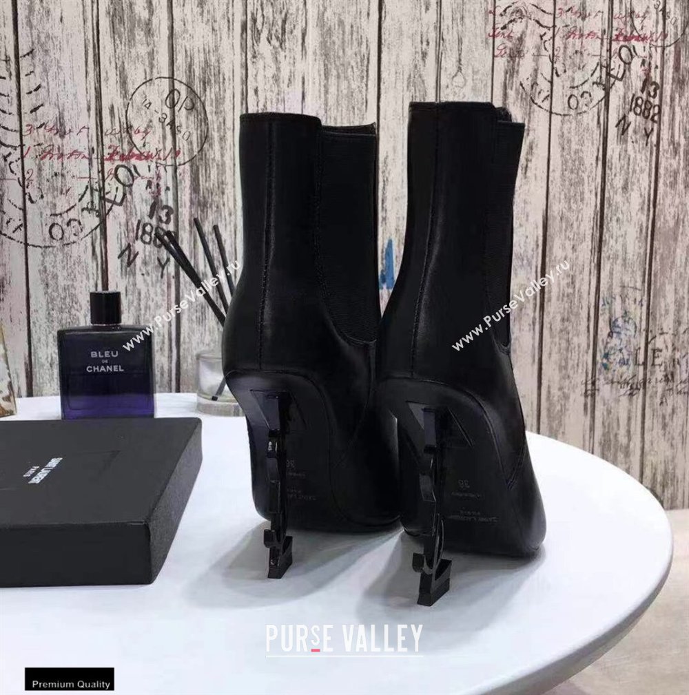 Saint Laurent Opyum Ankle Boots Black with Black Interlocking YSL Logo Heel 11cm (modeng-20122901)