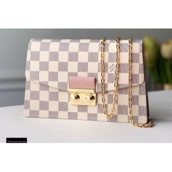 Louis Vuitton Damier Azur Canvas Croisette Chain Wallet Bag N60357 Magnolia Pink (kiki-20123018)