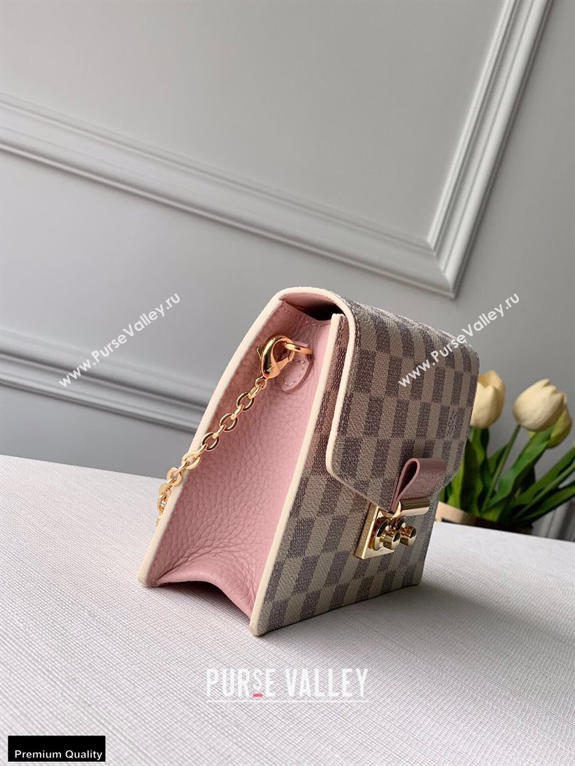 Louis Vuitton Damier Azur Canvas Croisette Chain Wallet Bag N60357 Magnolia Pink (kiki-20123018)