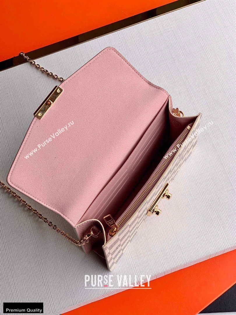 Louis Vuitton Damier Azur Canvas Croisette Chain Wallet Bag N60357 Magnolia Pink (kiki-20123018)