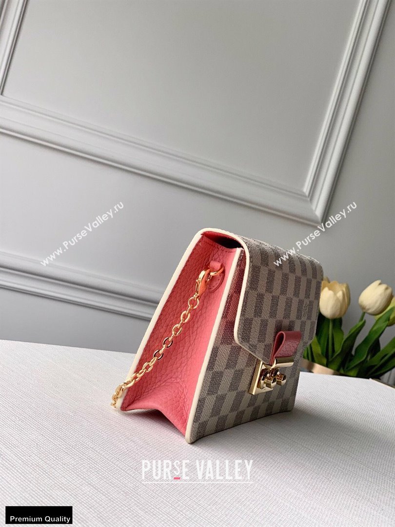 Louis Vuitton Damier Azur Canvas Croisette Chain Wallet Bag N60358 Rose Pink (kiki-20123019)