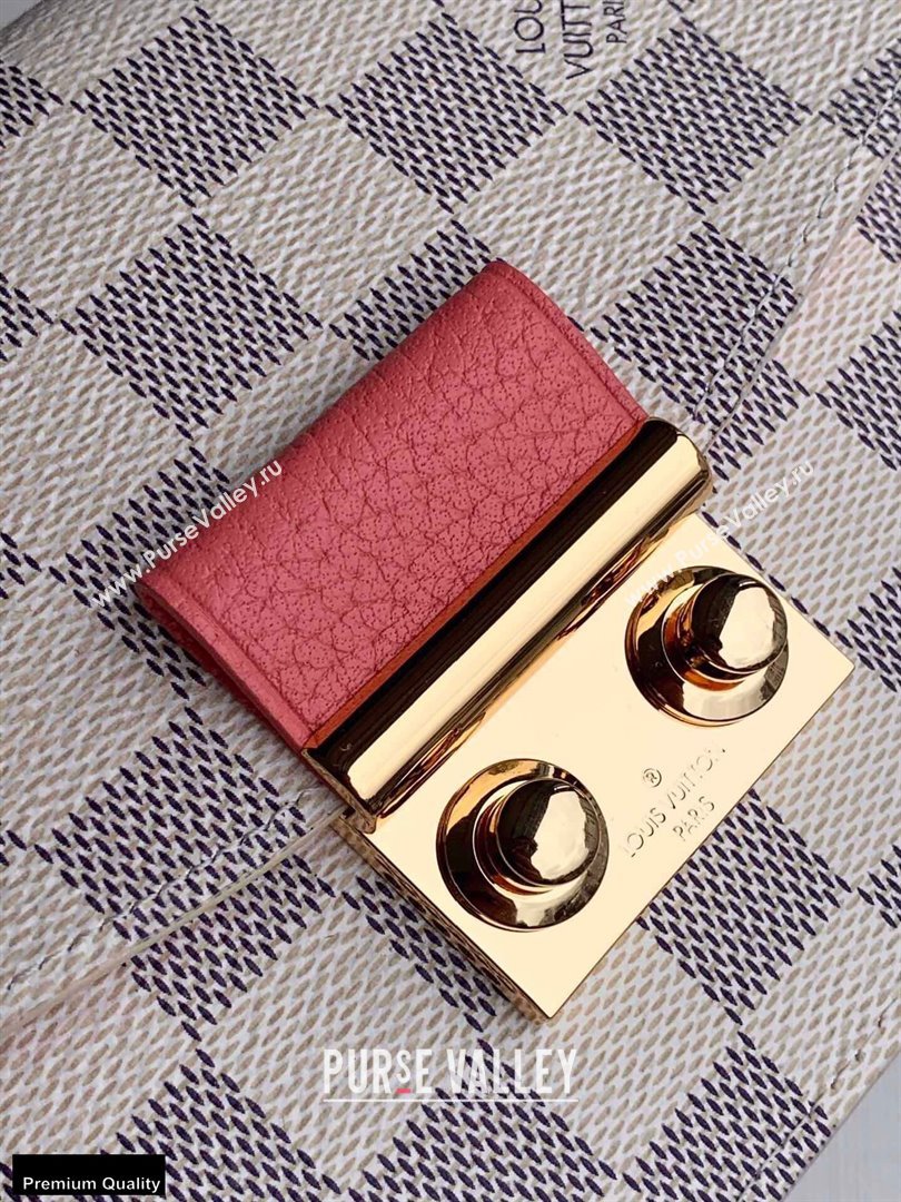 Louis Vuitton Damier Azur Canvas Croisette Chain Wallet Bag N60358 Rose Pink (kiki-20123019)