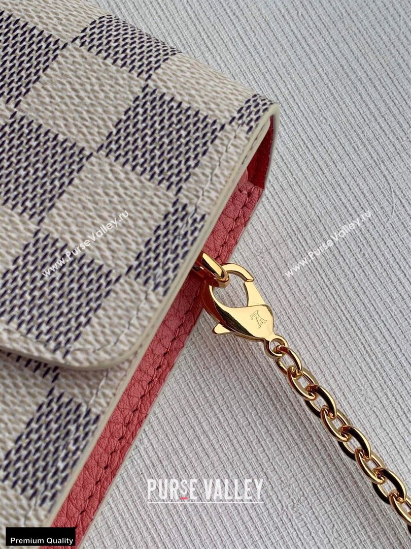 Louis Vuitton Damier Azur Canvas Croisette Chain Wallet Bag N60358 Rose Pink (kiki-20123019)