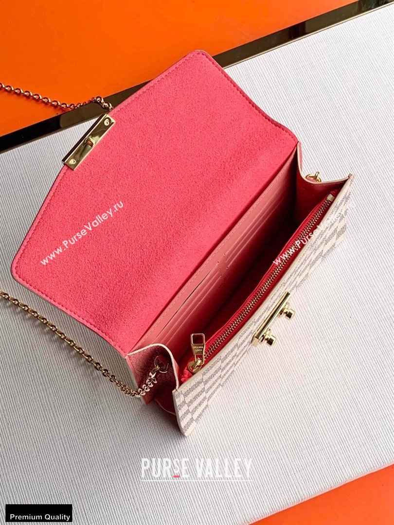 Louis Vuitton Damier Azur Canvas Croisette Chain Wallet Bag N60358 Rose Pink (kiki-20123019)