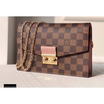 Louis Vuitton Damier Ebene Canvas Croisette Chain Wallet Bag N60287 Magnolia Pink (kiki-20123020)