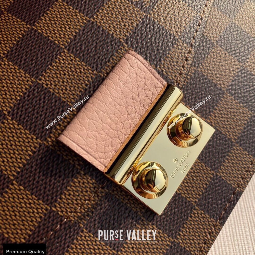 Louis Vuitton Damier Ebene Canvas Croisette Chain Wallet Bag N60287 Magnolia Pink (kiki-20123020)