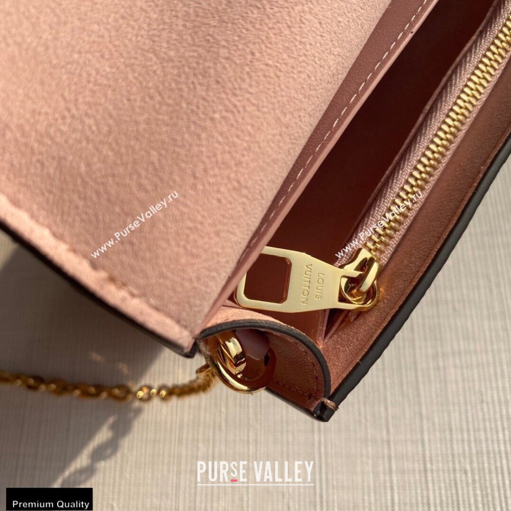 Louis Vuitton Damier Ebene Canvas Croisette Chain Wallet Bag N60287 Magnolia Pink (kiki-20123020)