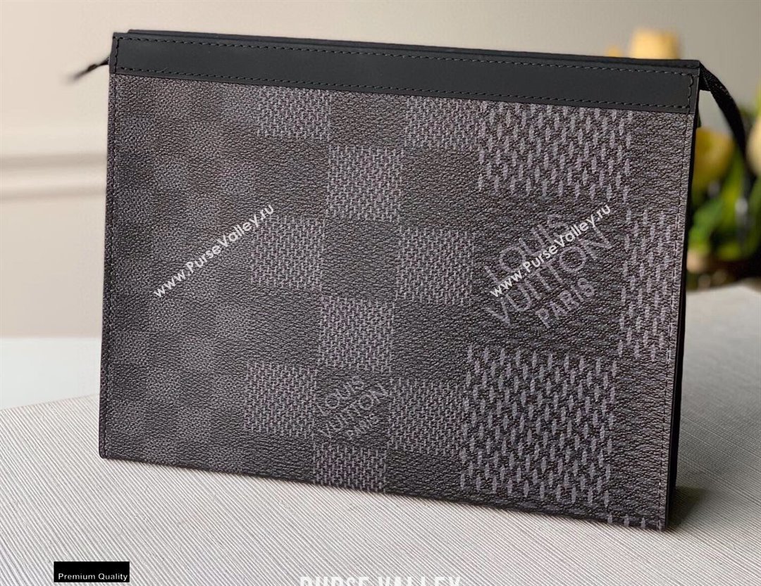 Louis Vuitton Damier Graphite 3D Canvas Pochette Voyage MM Bag N60444 Gray 2021 (kiki-20123129)