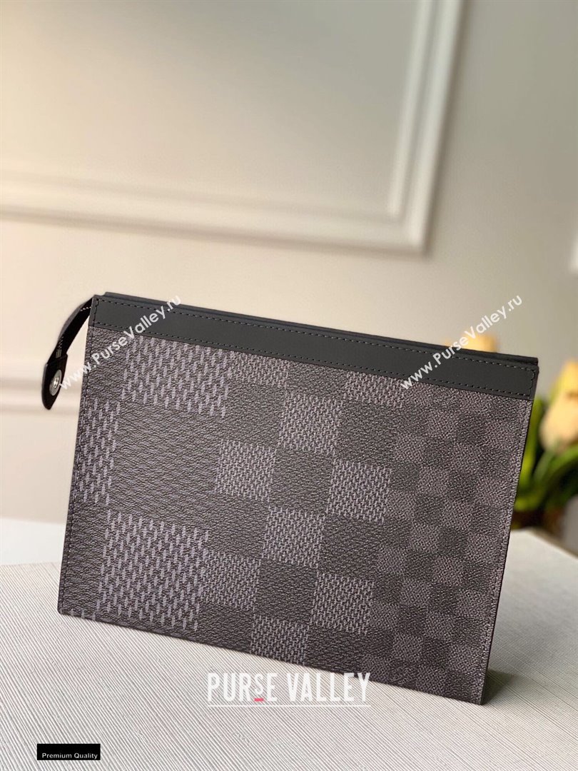 Louis Vuitton Damier Graphite 3D Canvas Pochette Voyage MM Bag N60444 Gray 2021 (kiki-20123129)