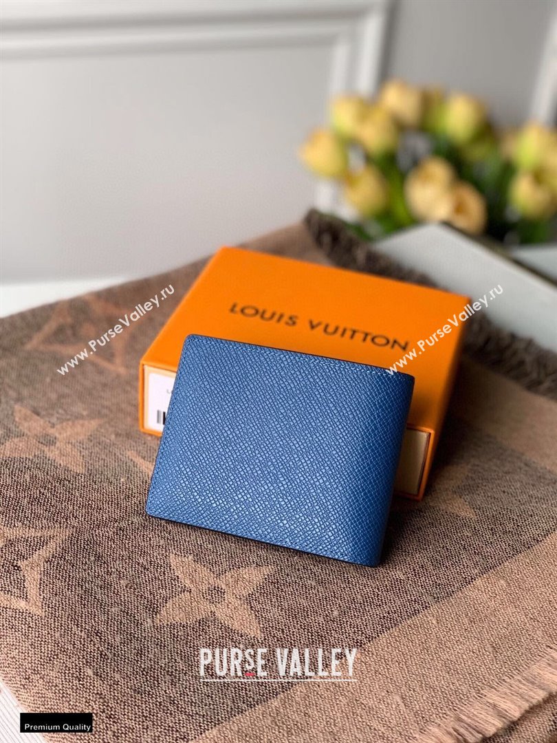 Louis Vuitton V Pattern Monochrome Taiga leather Slender Wallet M30730 Blue (kiki-20123136)
