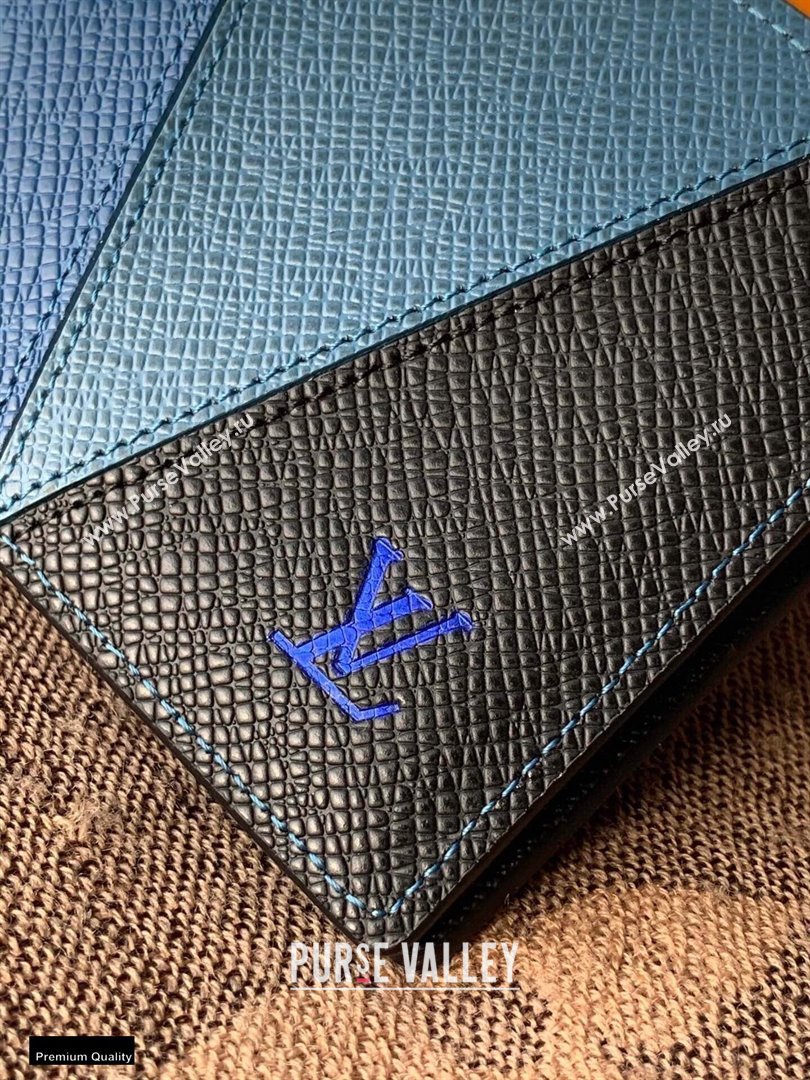 Louis Vuitton V Pattern Monochrome Taiga leather Slender Wallet M30730 Blue (kiki-20123136)