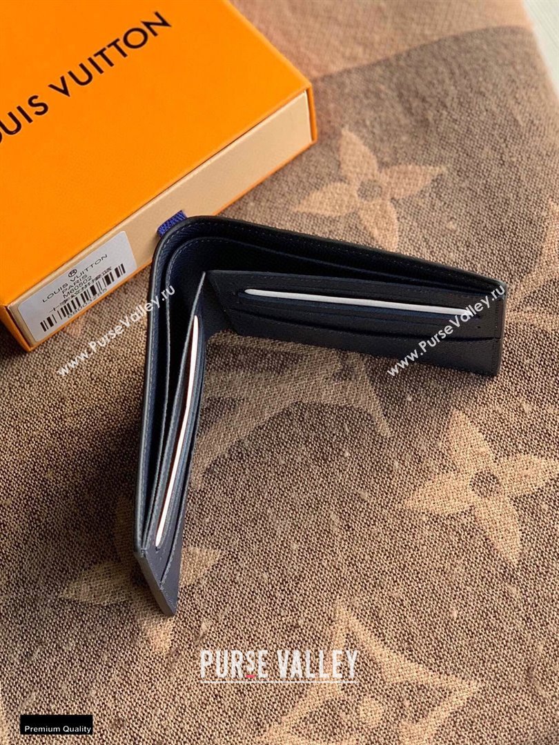 Louis Vuitton V Pattern Monochrome Taiga leather Slender Wallet M30730 Blue (kiki-20123136)