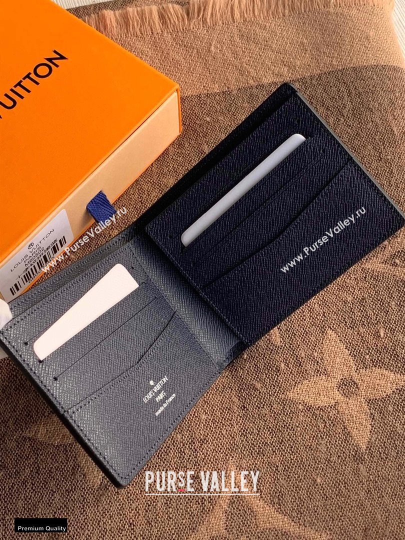 Louis Vuitton V Pattern Monochrome Taiga leather Slender Wallet M30730 Blue (kiki-20123136)