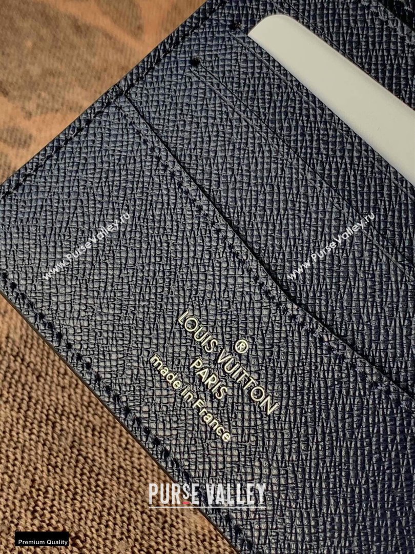 Louis Vuitton V Pattern Monochrome Taiga leather Slender Wallet M30730 Blue (kiki-20123136)