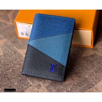 Louis Vuitton V Pattern Monochrome Taiga leather Pocket Organizer Wallet M30709 Blue (kiki-20123138)