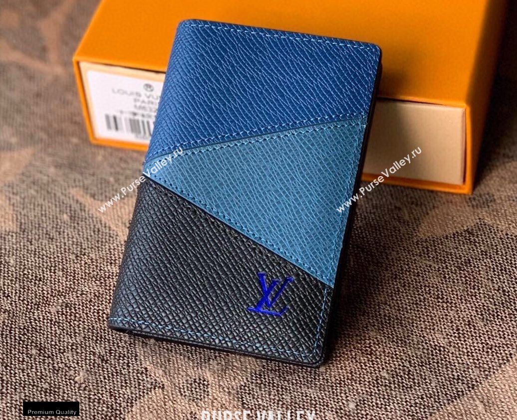 Louis Vuitton V Pattern Monochrome Taiga leather Pocket Organizer Wallet M30709 Blue (kiki-20123138)