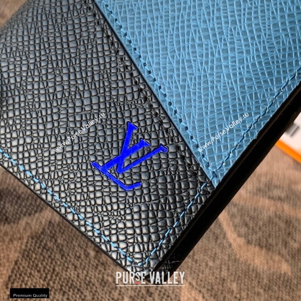 Louis Vuitton V Pattern Monochrome Taiga leather Pocket Organizer Wallet M30709 Blue (kiki-20123138)