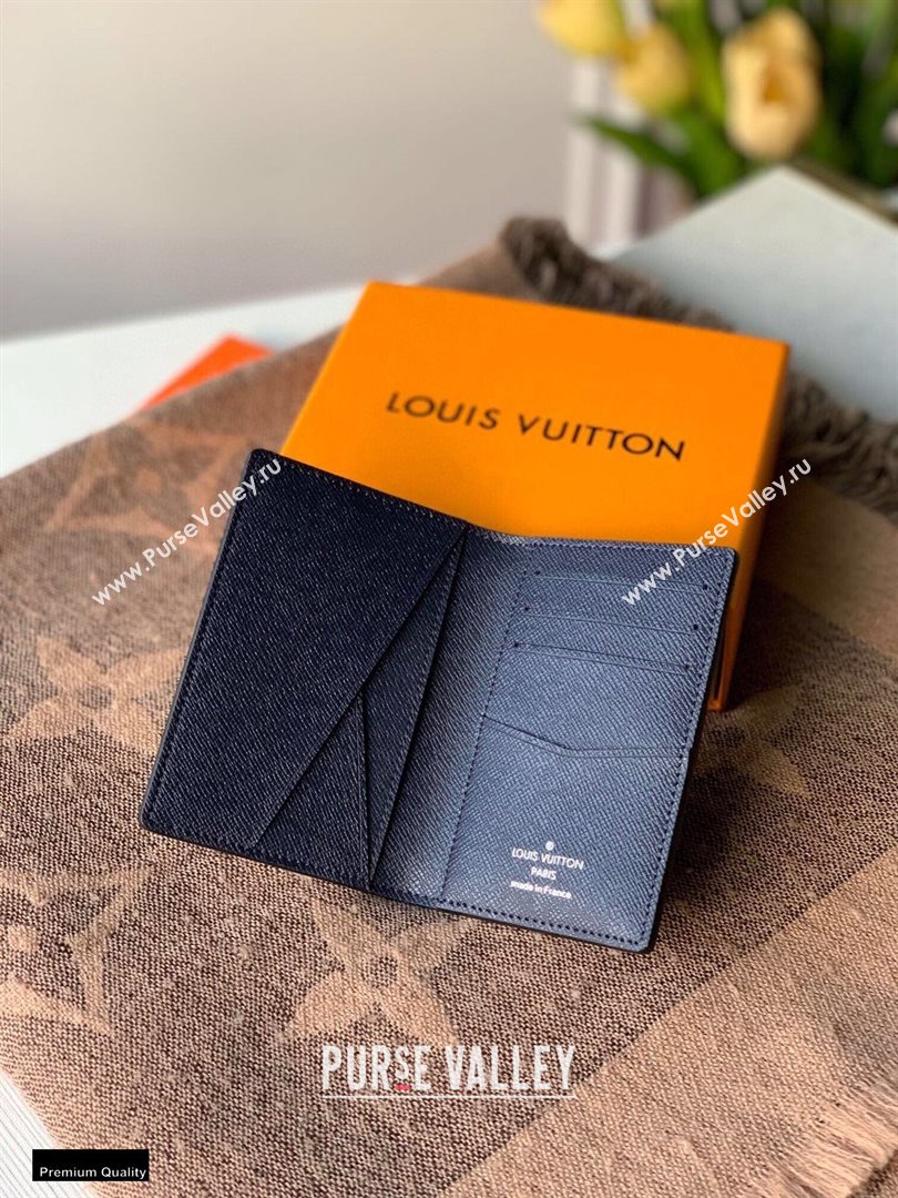 Louis Vuitton V Pattern Monochrome Taiga leather Pocket Organizer Wallet M30709 Blue (kiki-20123138)
