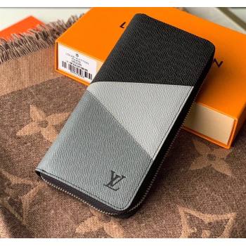 Louis Vuitton V Pattern Monochrome Taiga leather Zippy Wallet Vertical M63095 Gray (kiki-20123133)