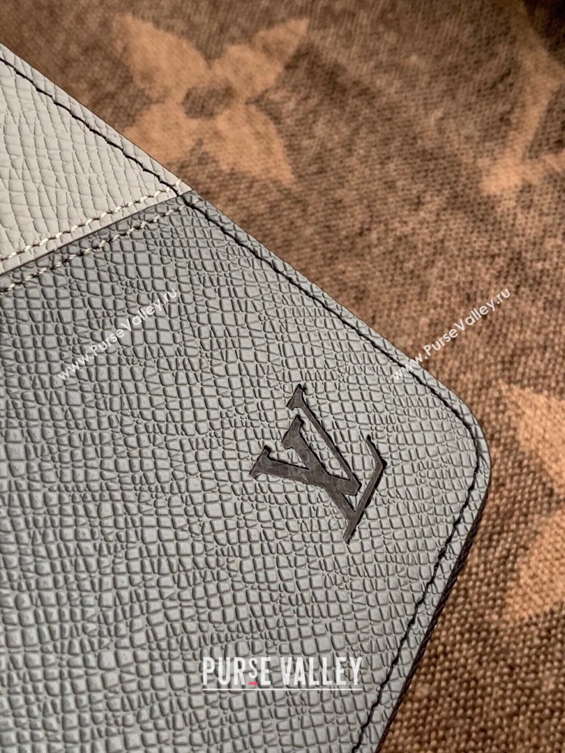 Louis Vuitton V Pattern Monochrome Taiga leather Zippy Wallet Vertical M63095 Gray (kiki-20123133)