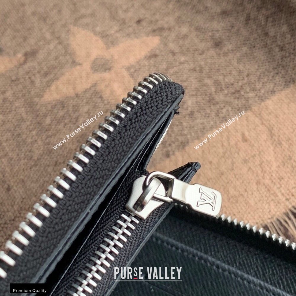 Louis Vuitton V Pattern Monochrome Taiga leather Zippy Wallet Vertical M63095 Gray (kiki-20123133)