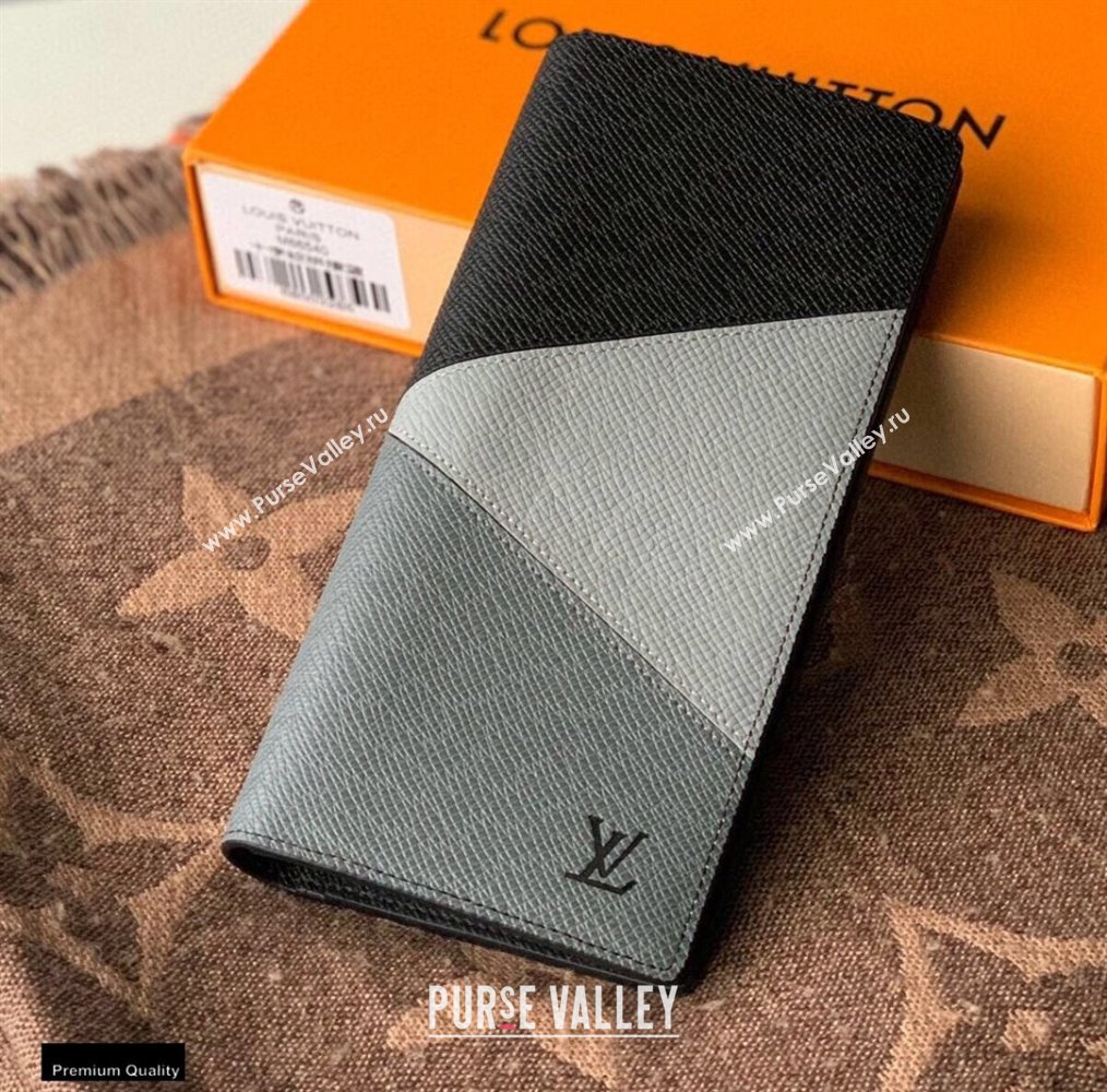 Louis Vuitton V Pattern Monochrome Taiga leather Brazza Wallet M30715 Gray (kiki-20123135)