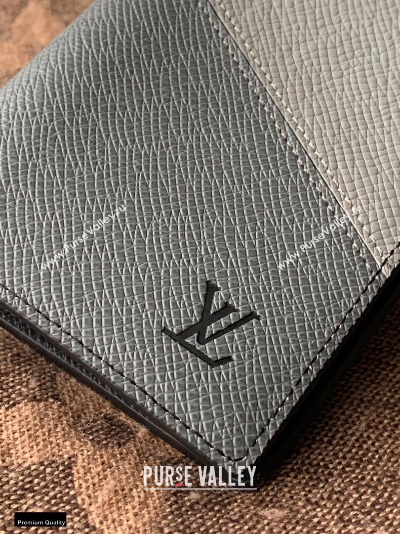 Louis Vuitton V Pattern Monochrome Taiga leather Brazza Wallet M30715 Gray (kiki-20123135)