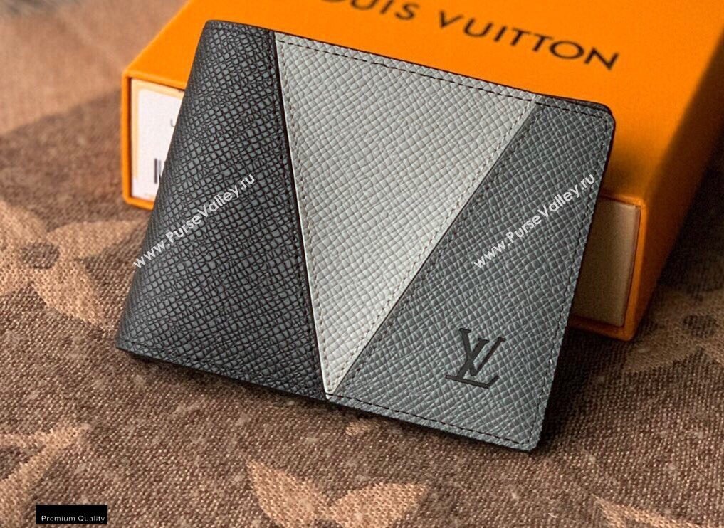 Louis Vuitton V Pattern Monochrome Taiga leather Slender Wallet M30711 Gray (kiki-20123137)