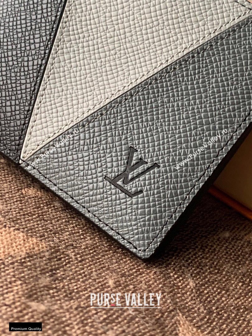 Louis Vuitton V Pattern Monochrome Taiga leather Slender Wallet M30711 Gray (kiki-20123137)