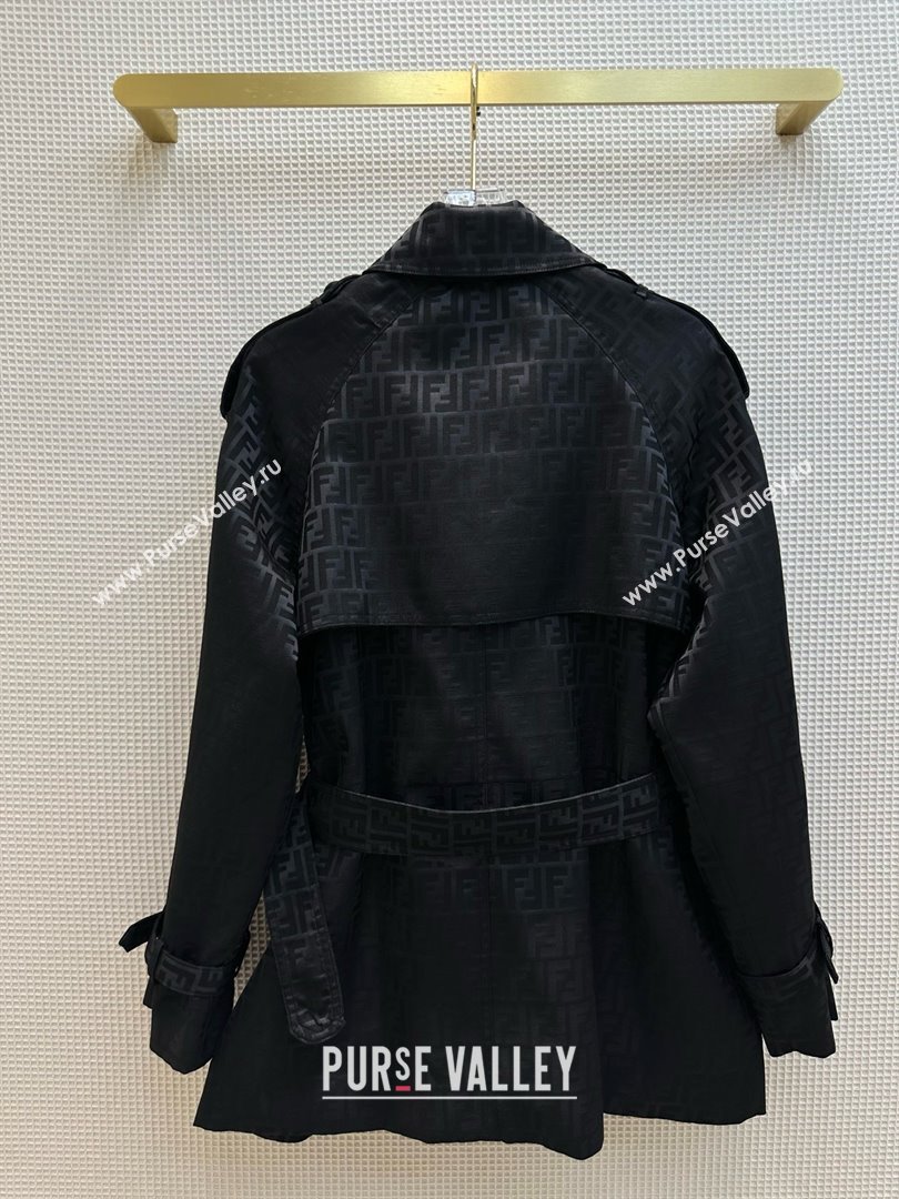 fendi black FF jacquard fabric trench coat 2024 (qiqi-240315-01)