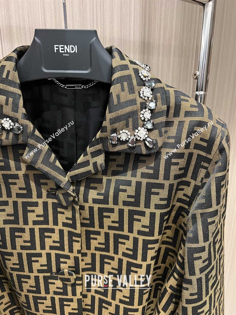 fendi FF jacquard fabric trench coat 2024 (qiqi-240315-02)