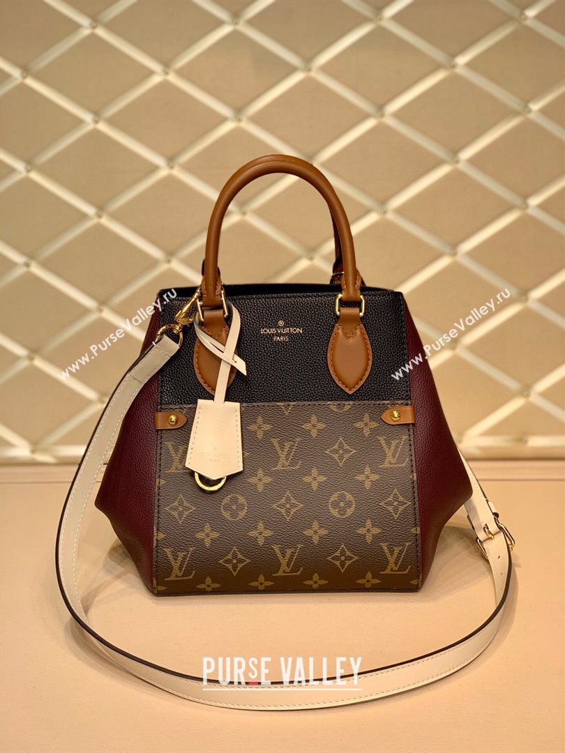 louis vuitton Monogram canvas Fold Tote PM m45388 burgundy (kiki-5217)