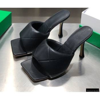 Bottega Veneta Heel 9cm Square Sole Quilted The Rubber Lido Mules Sandals Black 2021 (modeng-21010450)