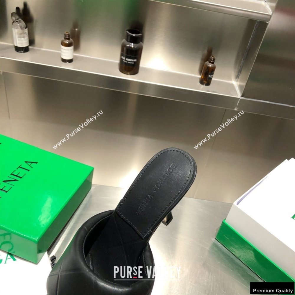 Bottega Veneta Heel 9cm Square Sole Quilted The Rubber Lido Mules Sandals Black 2021 (modeng-21010450)