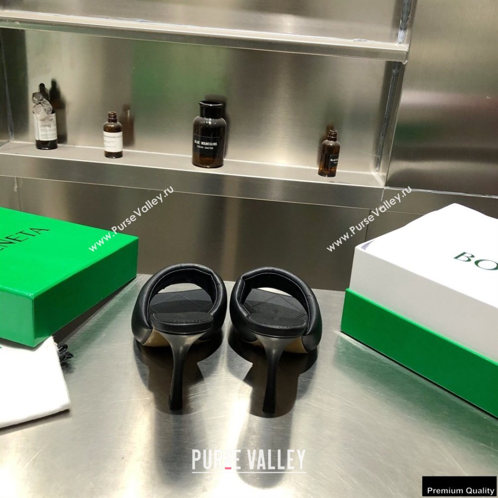 Bottega Veneta Heel 9cm Square Sole Quilted The Rubber Lido Mules Sandals Black 2021 (modeng-21010450)