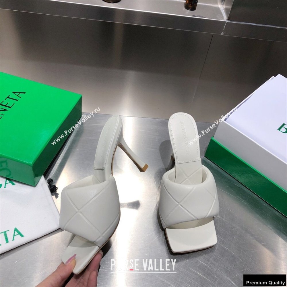 Bottega Veneta Heel 9cm Square Sole Quilted The Rubber Lido Mules Sandals Creamy 2021 (modeng-21010452)