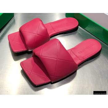 Bottega Veneta Square Sole Quilted The Rubber Lido Flat Slides Sandals Fuchsia 2021 (modeng-21010482)