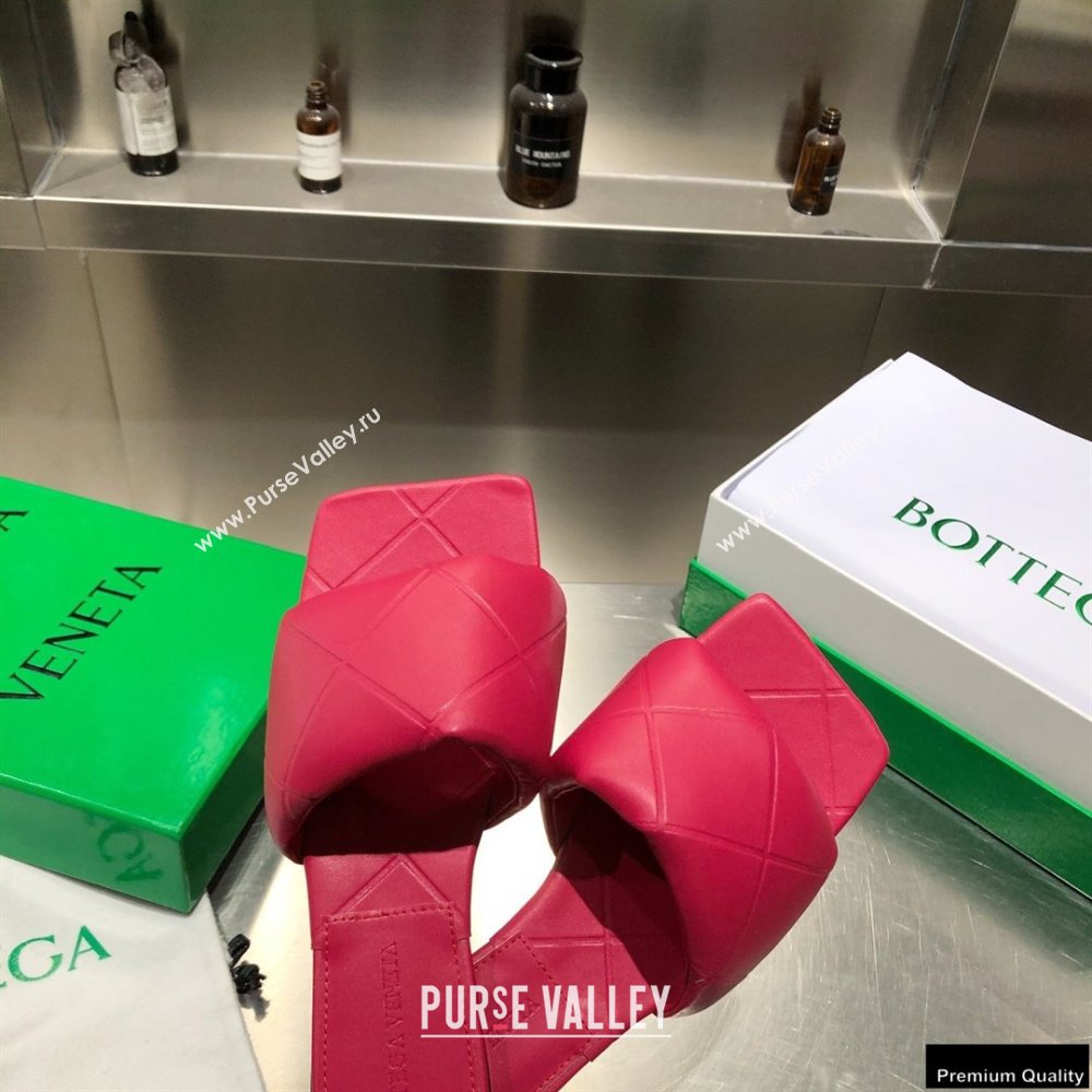 Bottega Veneta Square Sole Quilted The Rubber Lido Flat Slides Sandals Fuchsia 2021 (modeng-21010482)