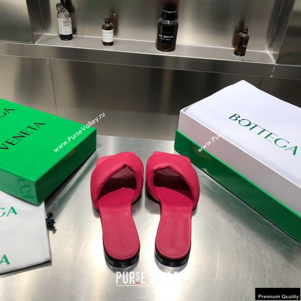 Bottega Veneta Square Sole Quilted The Rubber Lido Flat Slides Sandals Fuchsia 2021 (modeng-21010482)