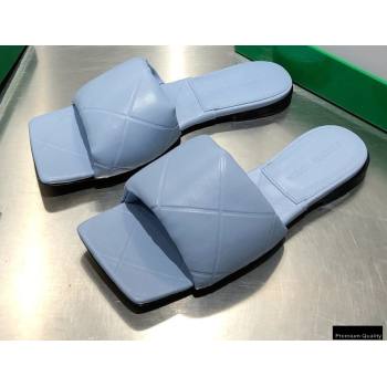 Bottega Veneta Square Sole Quilted The Rubber Lido Flat Slides Sandals Baby Blue 2021 (modeng-21010475)