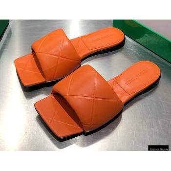 Bottega Veneta Square Sole Quilted The Rubber Lido Flat Slides Sandals Orange 2021 (modeng-21010481)