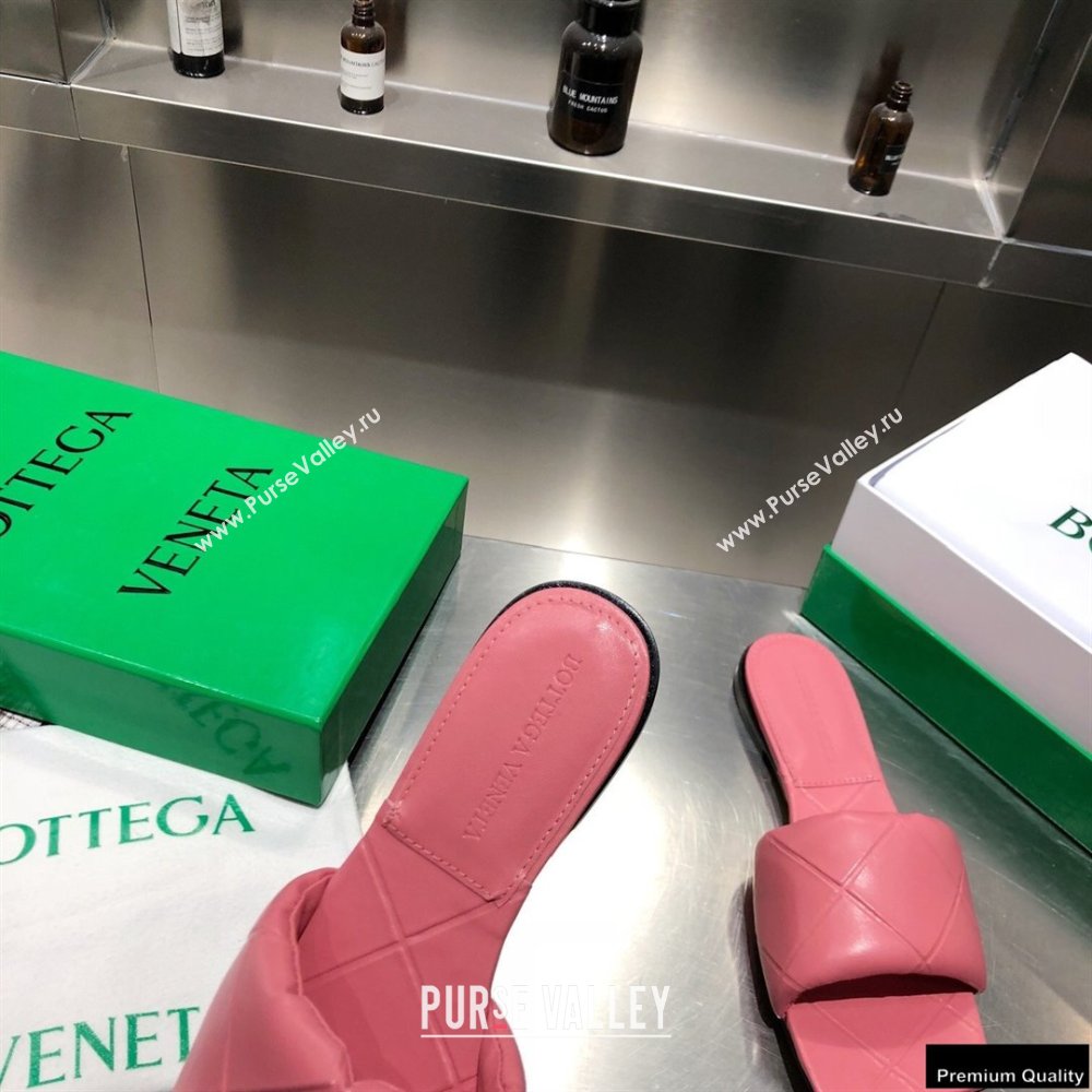 Bottega Veneta Square Sole Quilted The Rubber Lido Flat Slides Sandals Pink 2021 (modeng-21010473)